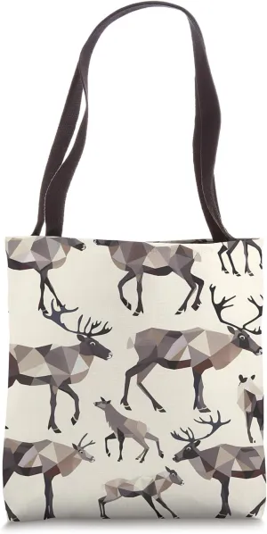 Caribou Geometric Animal Wildlife Pattern Tote Bag