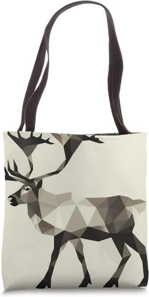 Caribou Geometric Animal Wildlife Pattern Tote Bag