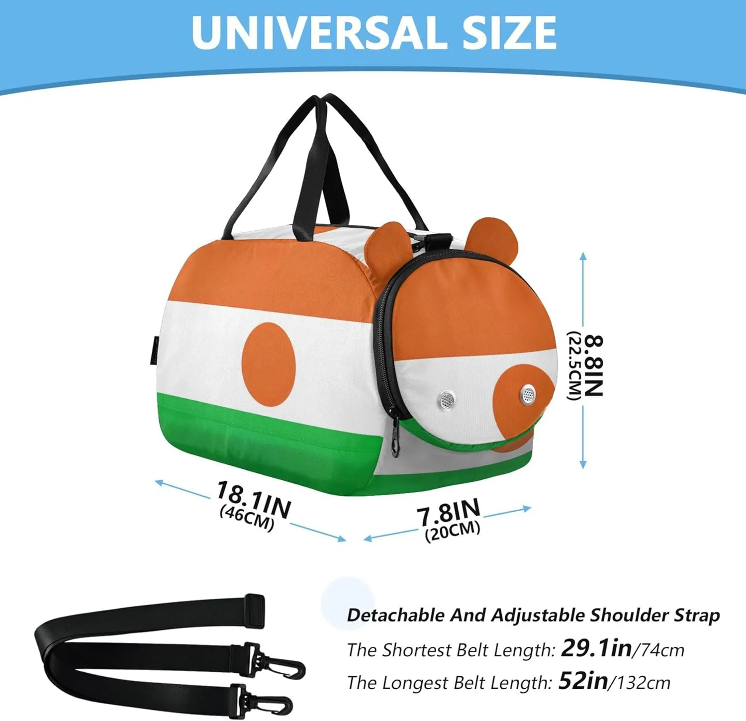 Carry on Duffel Bag for Boys Overnight Weekender Duffel Niger Flag Girls Tote Duffle Bags Travel Kids Luggage Sports Bag