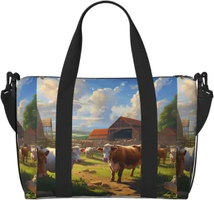 Cattle Farm Sanctuary print Handbag Oxford shoulder bag casual shoulder bag weekend bag large capacity storage bag