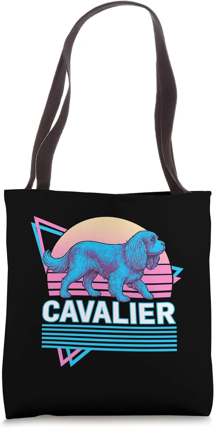 Cavalier King Charles Spaniel Retro Vintage Synthwave Style Tote Bag