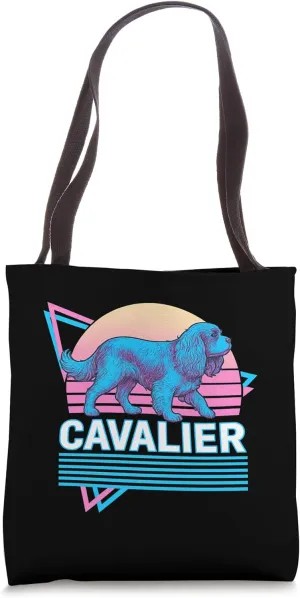 Cavalier King Charles Spaniel Retro Vintage Synthwave Style Tote Bag
