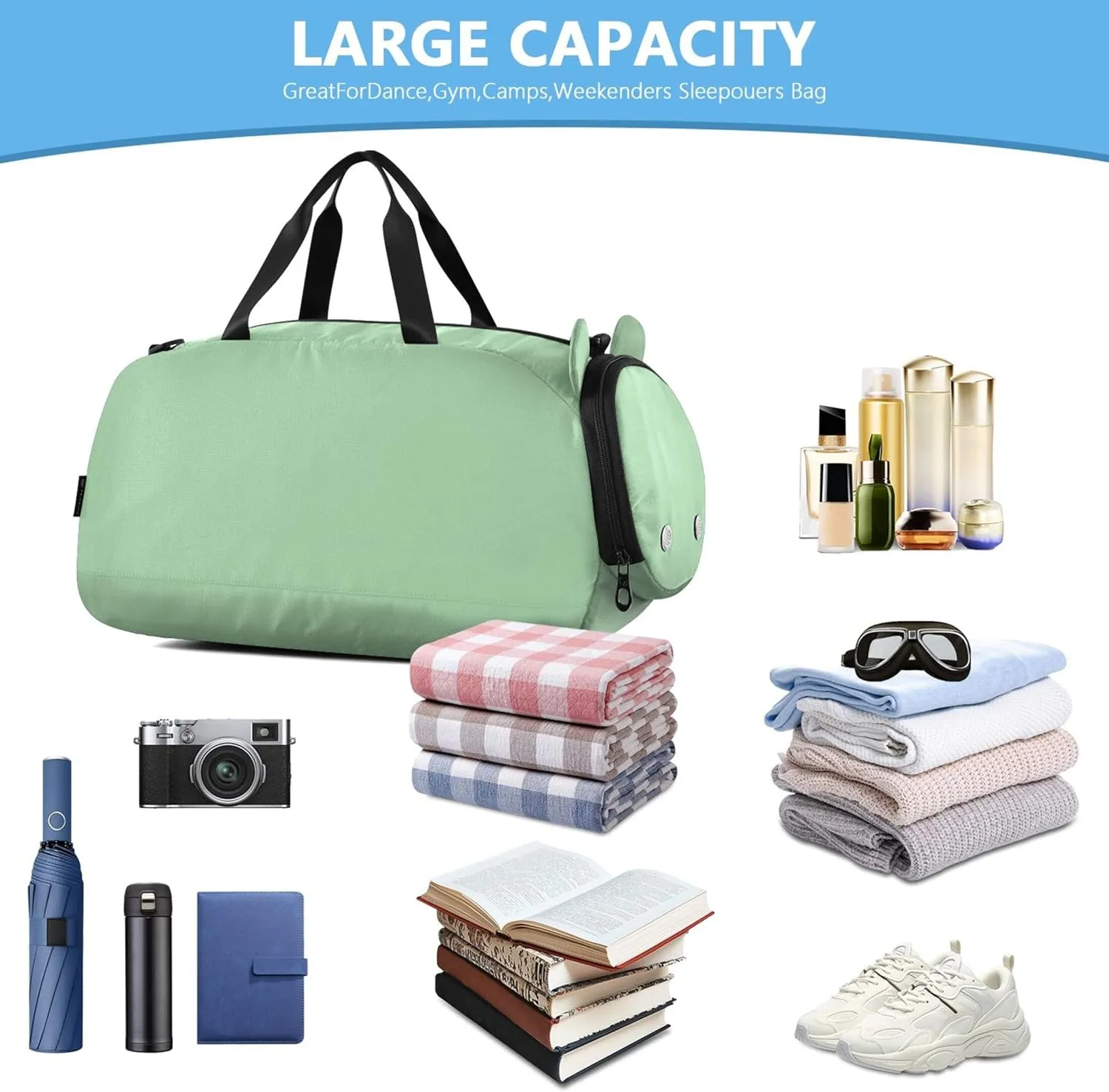 Celadon Travel Duffle Bags Girls Tote Weekender Overnight Gym Kids Luggage Carry on Duffel Bag Boys