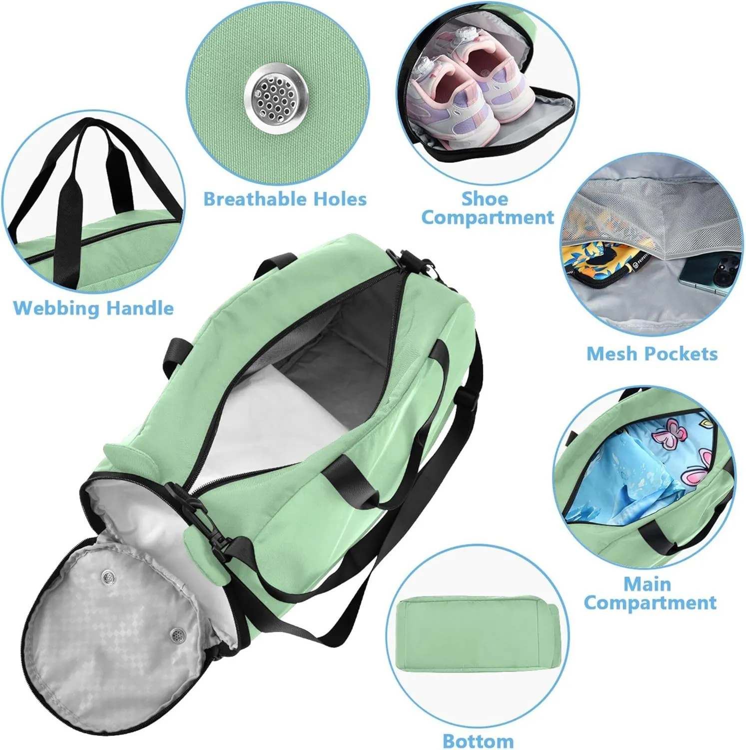 Celadon Travel Duffle Bags Girls Tote Weekender Overnight Gym Kids Luggage Carry on Duffel Bag Boys