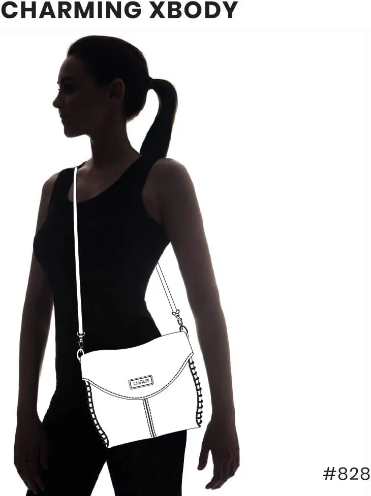 CHALA Group Charming Crossbody Bag With Flap Top and Zipper,Black Cross-Body Purse with New Purse Charm -2024