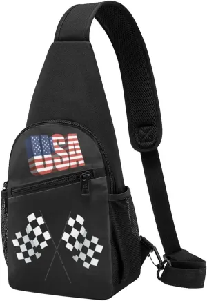 Checkered Flags Race Car Flag，Fashion One-Shoulder Bag，Anti-Theft Crossbody Shoulder Chest Bag