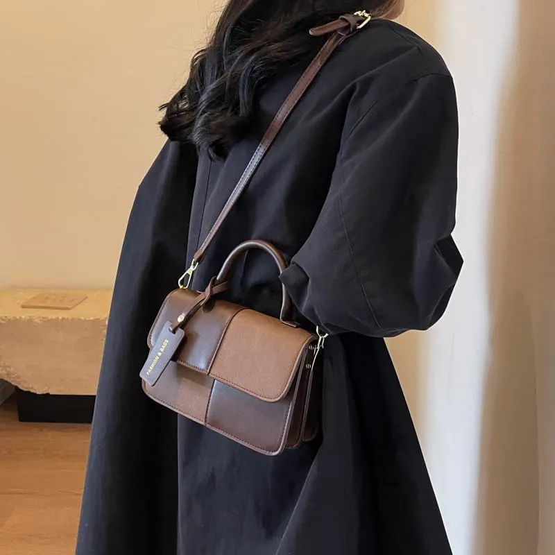 Checkered Shoulder Bag for Women,Small Leather Crossbody Bag,Fall Trendy Luxury Handbags Top-Handle Purse With Strap