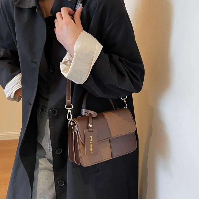Checkered Shoulder Bag for Women,Small Leather Crossbody Bag,Fall Trendy Luxury Handbags Top-Handle Purse With Strap