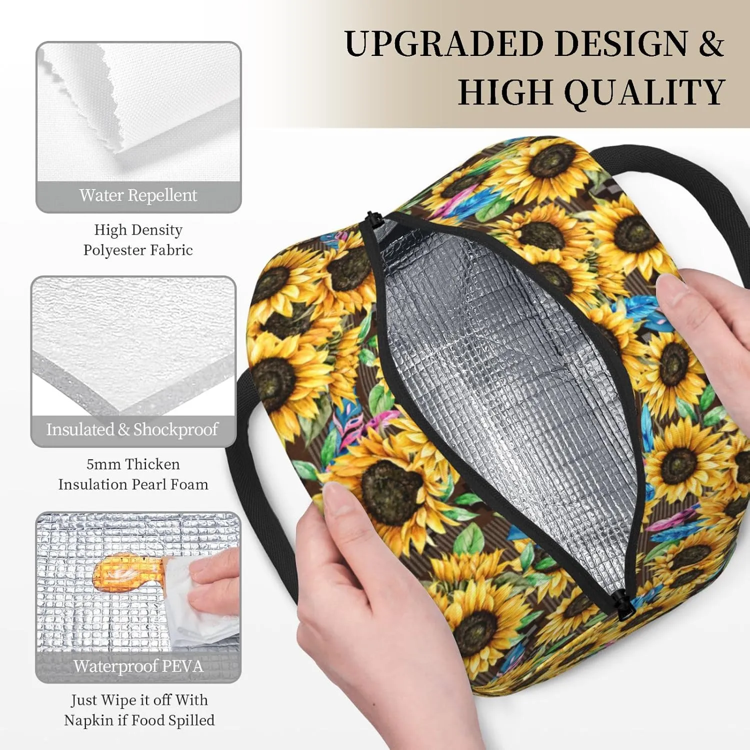 Christian Lunch Bag for Women Insulated Bible Verses Lunch Box Religious Cross Sunflower Lunchbox Inspirational Scripture Reusable Church LunchTote Bag for Office Work Travel