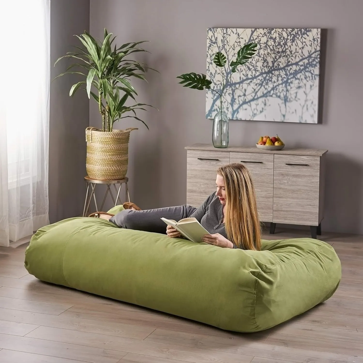 Christopher Knight Home Judith Indoor Water Resistant 6'x3' Lounger Bean Bag, Green