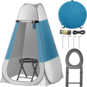 CKE Upgraded Portable Toilet Kit for Camping, Portable Camping Toilet with Pop Up Privacy Tent, Foldable Camp Toilet Set for Adults, Outdoor Folding Toilet Potty Shower Changing Room Bathroom Tent