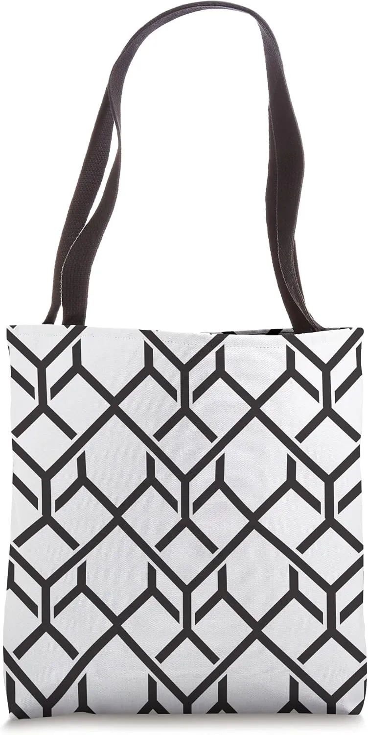 Classic Geometric Design Pattern - Clean White and Black Tote Bag