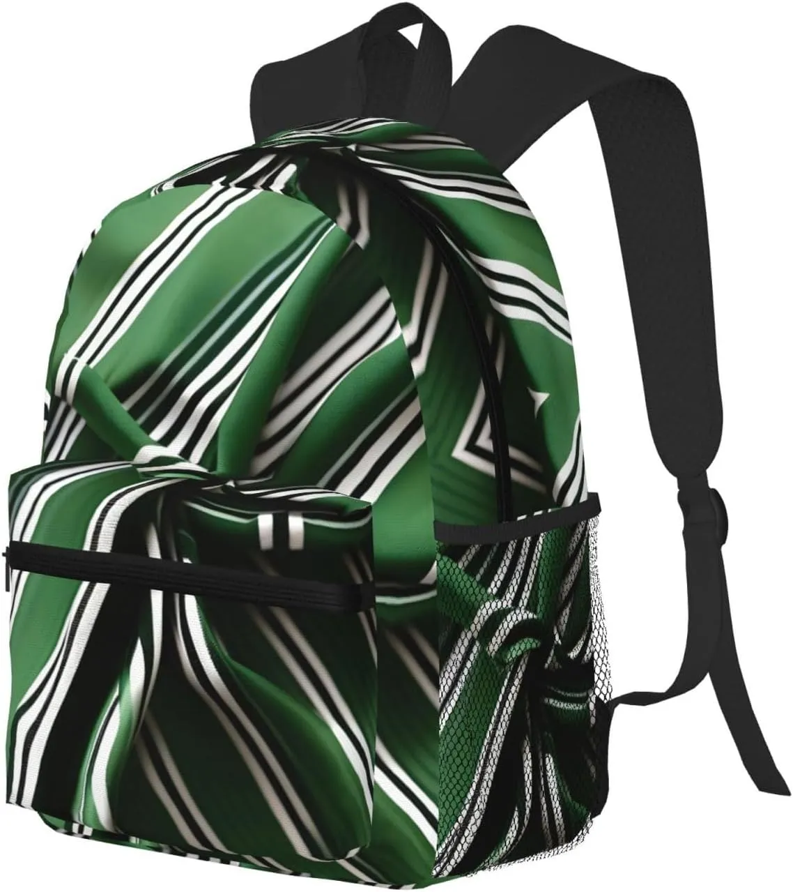 Classic Green Striped Print Comfortable Backpack,Your Essential Casual Travel Bag For Outdoor Adventures, SB-122
