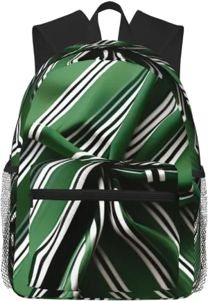 Classic Green Striped Print Comfortable Backpack,Your Essential Casual Travel Bag For Outdoor Adventures, SB-122