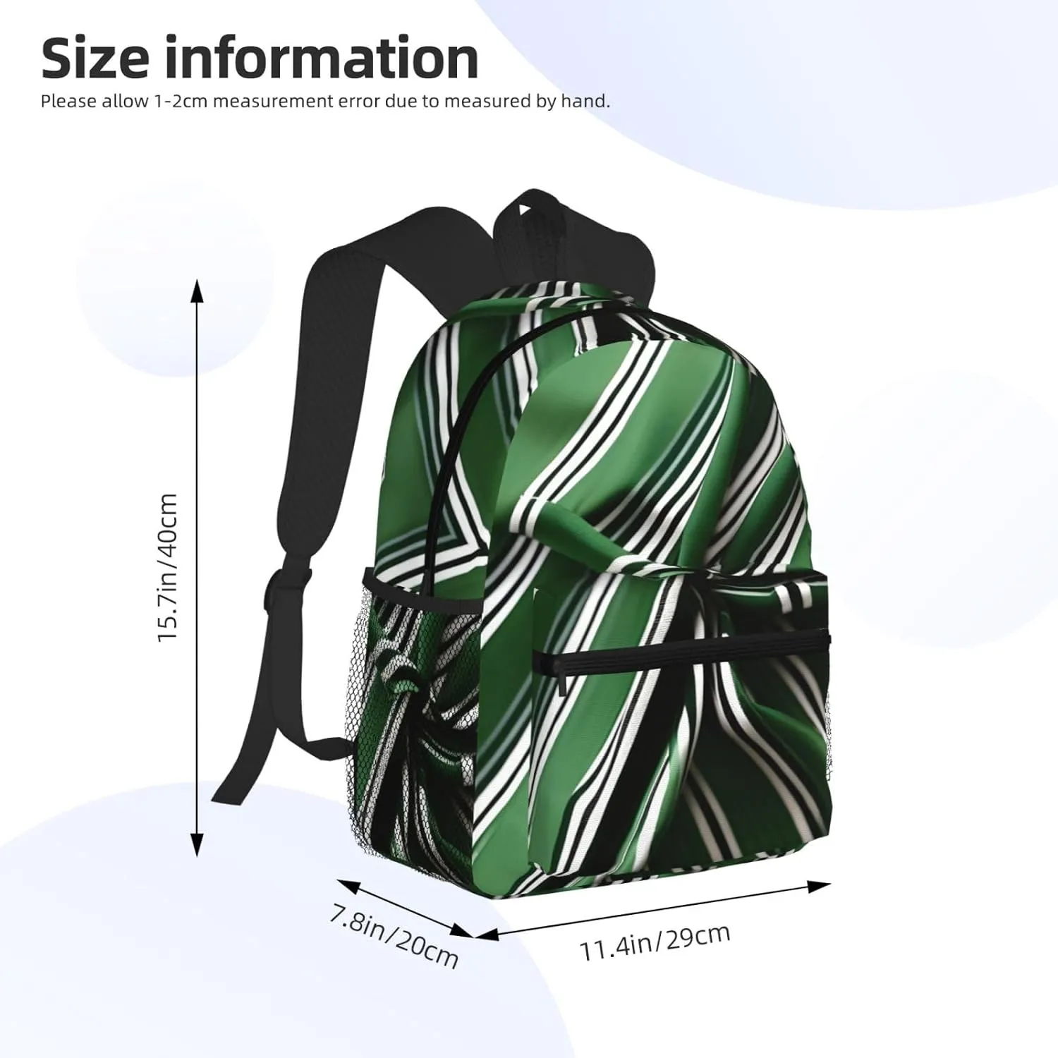 Classic Green Striped Print Comfortable Backpack,Your Essential Casual Travel Bag For Outdoor Adventures, SB-122