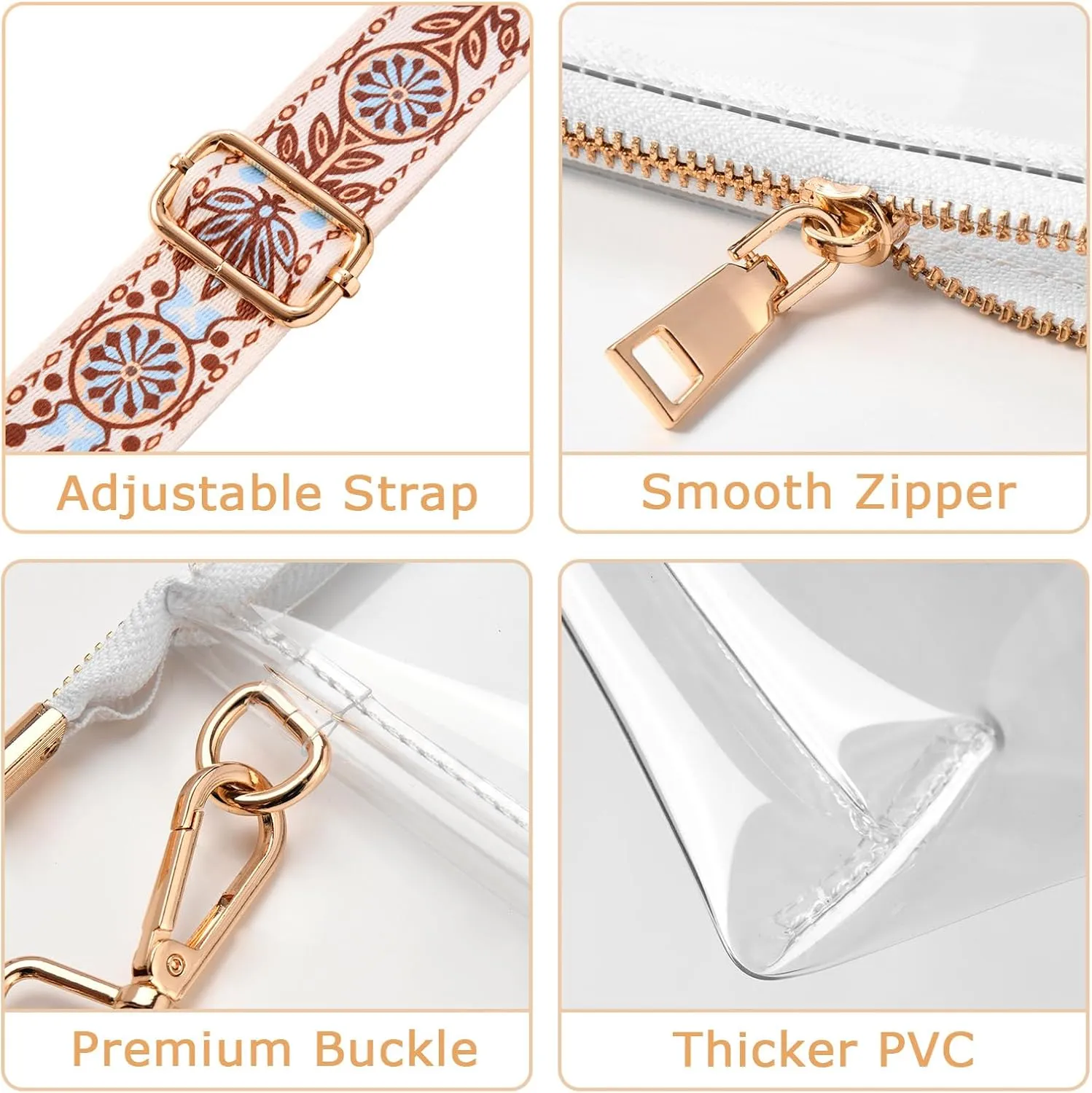 Clear Purse for Women - Stadium Approved Crossbody Bag, Small Stadium Bag for Concerts & Sports Events