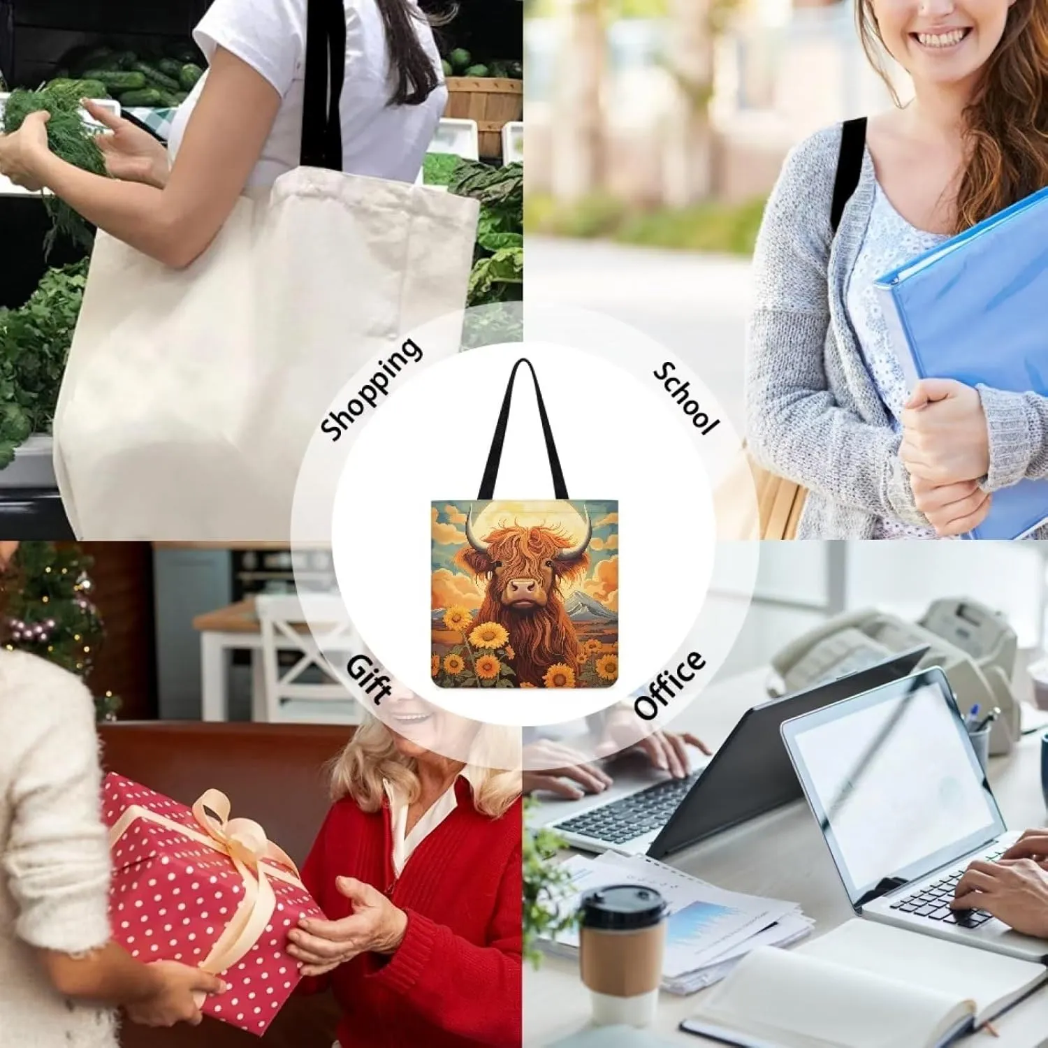 Cloth Tote Bag for Women Girls Reusable Grocery Bags