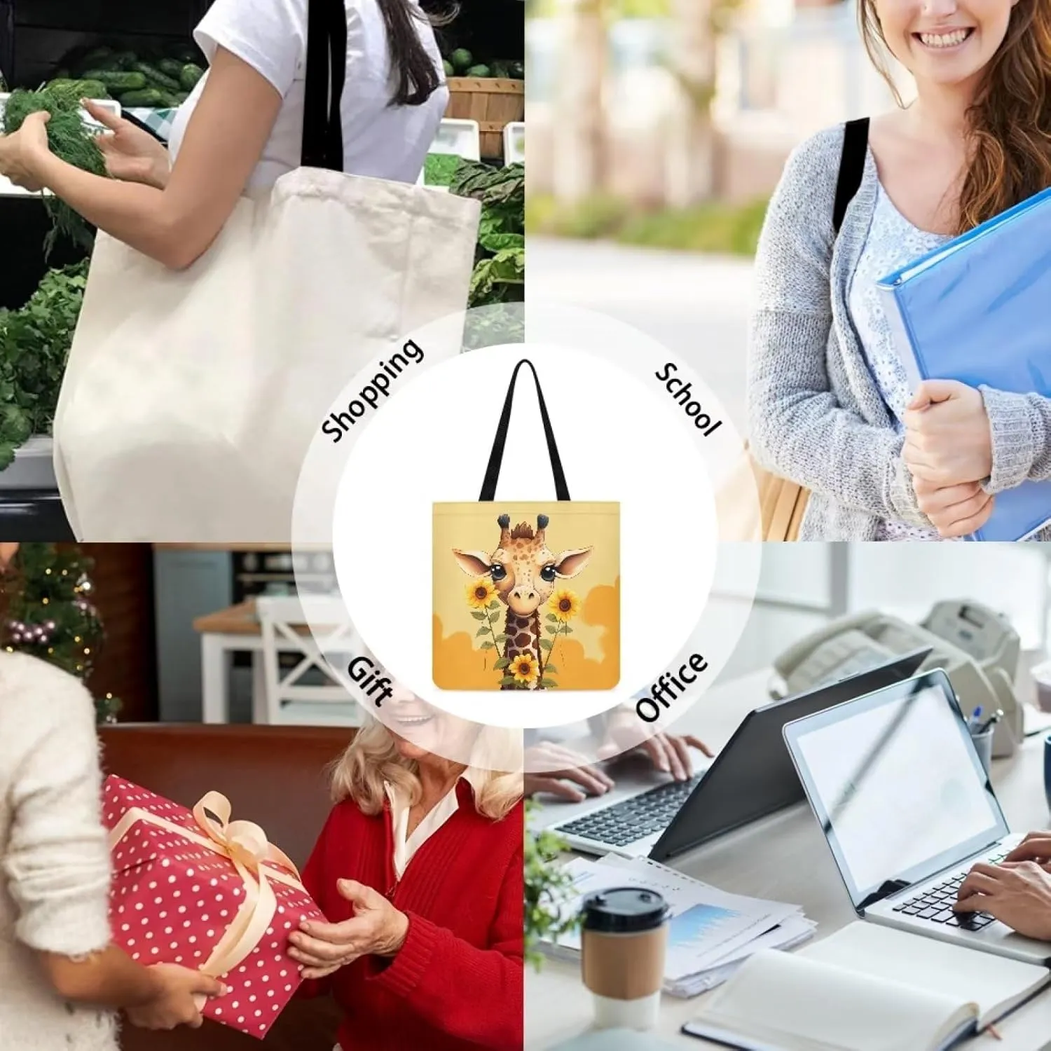 Cloth Tote Bag for Women Girls Reusable Grocery Bags