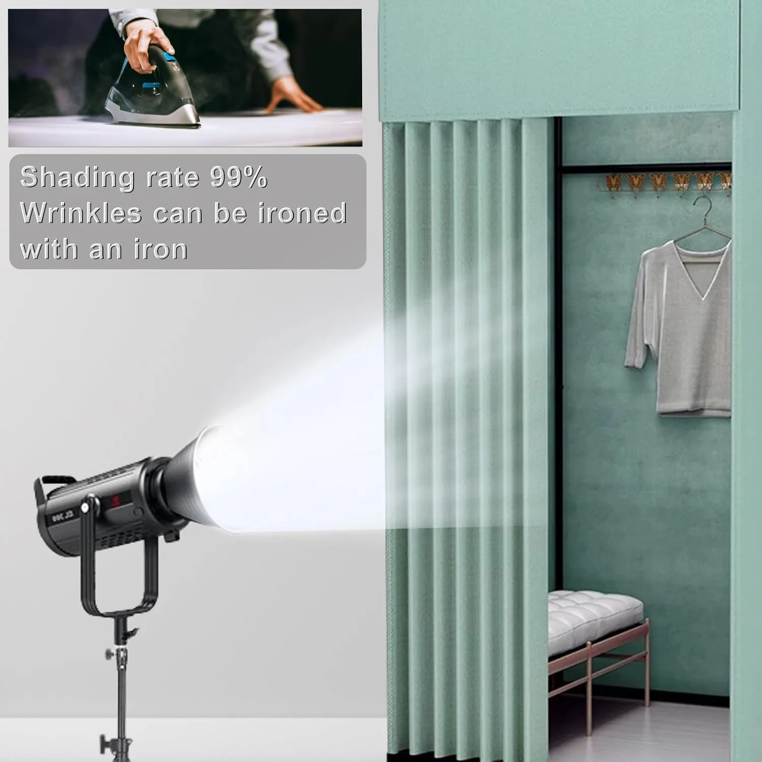 Clothing Store Fitting Room with Shading Curtain, Portable Temporary Mobile Privacy Protection Dressing Room, Foldable Mall Simple Changing Room for Office Outdoor Activity, 200x100x95cm(Light Green)
