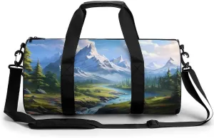 Cloud Mountain Forests Gym Bag Lightweight Duffel Bag Workout Bag Overnight Backpack Travel Bags for Men Women