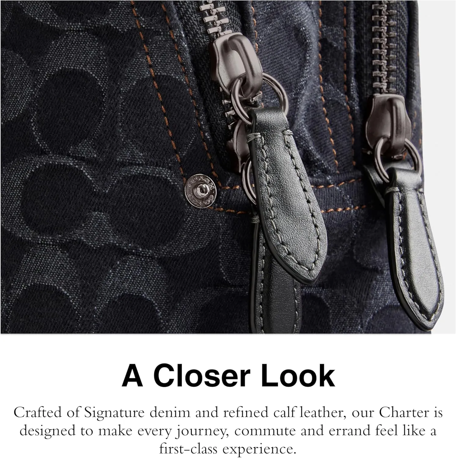 Coach Charter Backpack, Black Denim