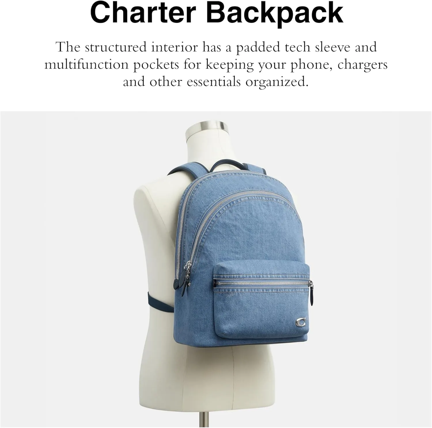 Coach Charter Backpack, Indigo Denim
