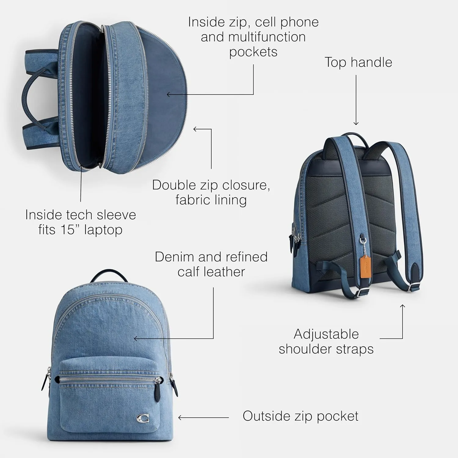 Coach Charter Backpack, Indigo Denim