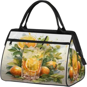 Cocktail Citrus Juice Travel Duffle Bag, Waterproof Duffel Bag Weekender Overnight Carry On Bag Lightweight Sport Gym Bag for Men Women