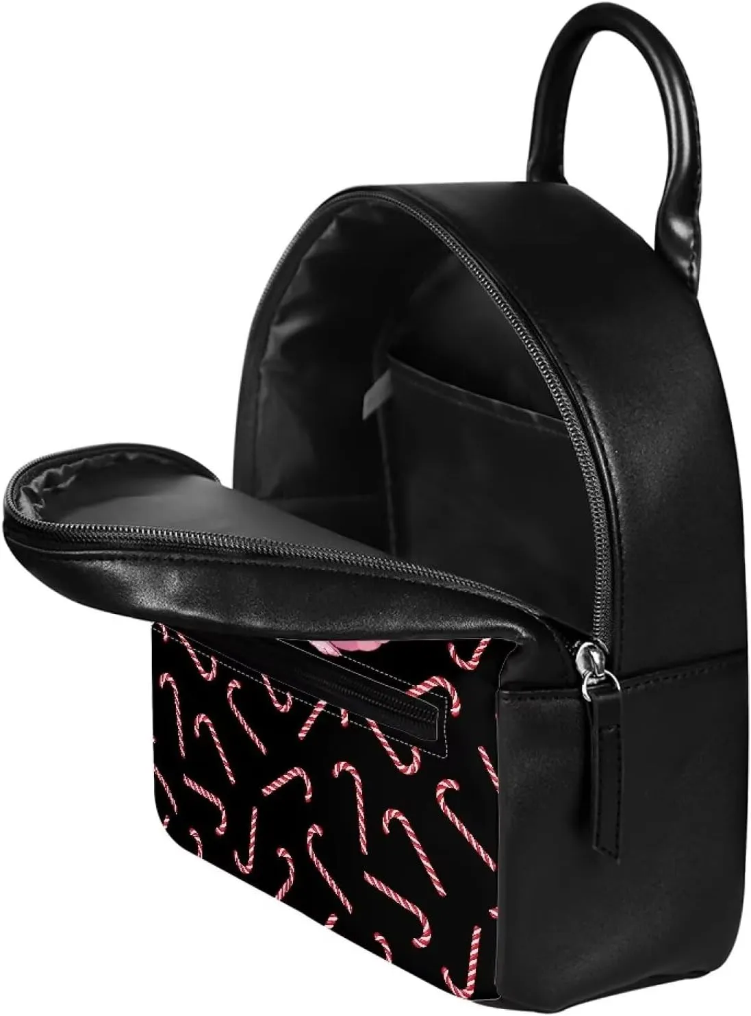COEQINE Christmas Candy Axolotl Backpack for Women, Cute Christmas Lights Decor Shoulder Bag Mini Backpack Waterproof Leather Daypack Purse Shoulder Bag With Front Zipper Pocket