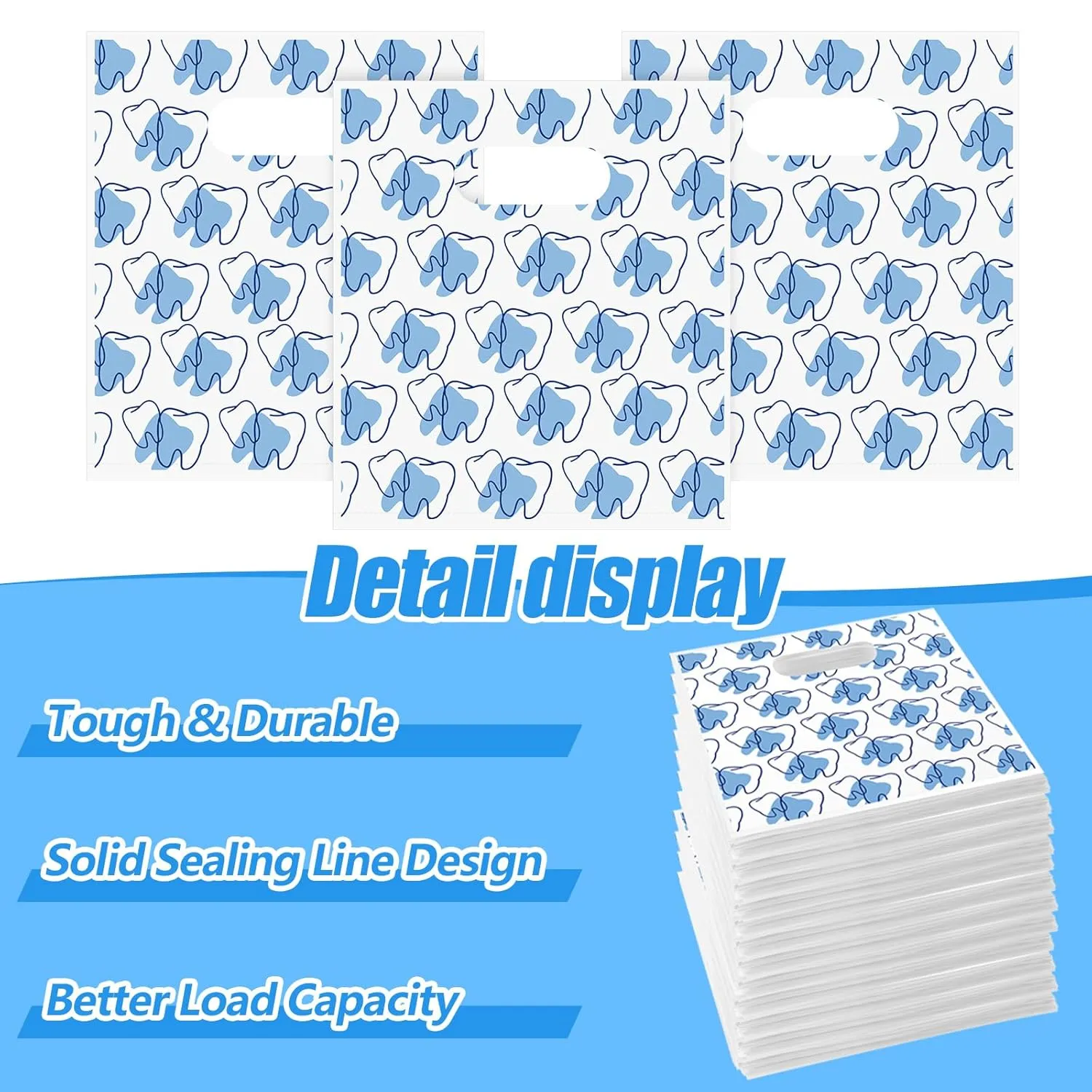 Colarr 400 Pcs Tooth Patient Care Dental Bags 9 x 8 Inches Plastic Merchandise Bags Dental Bags for Patients Dental Clinics Patient Encouragement Gifts Party Favors (Stylish Style)