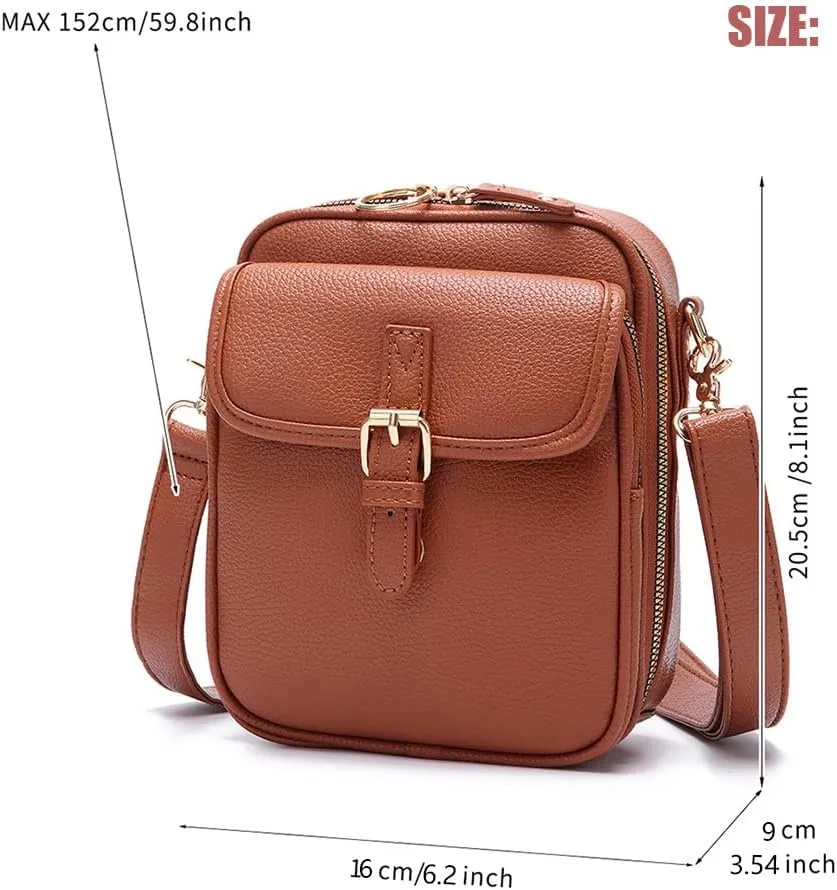 Collaboraten1 Crossbody Leather Bag, Vegan Leather Crossbody Bag, Vintage Cross Body Shoulder Purse with Card Slots