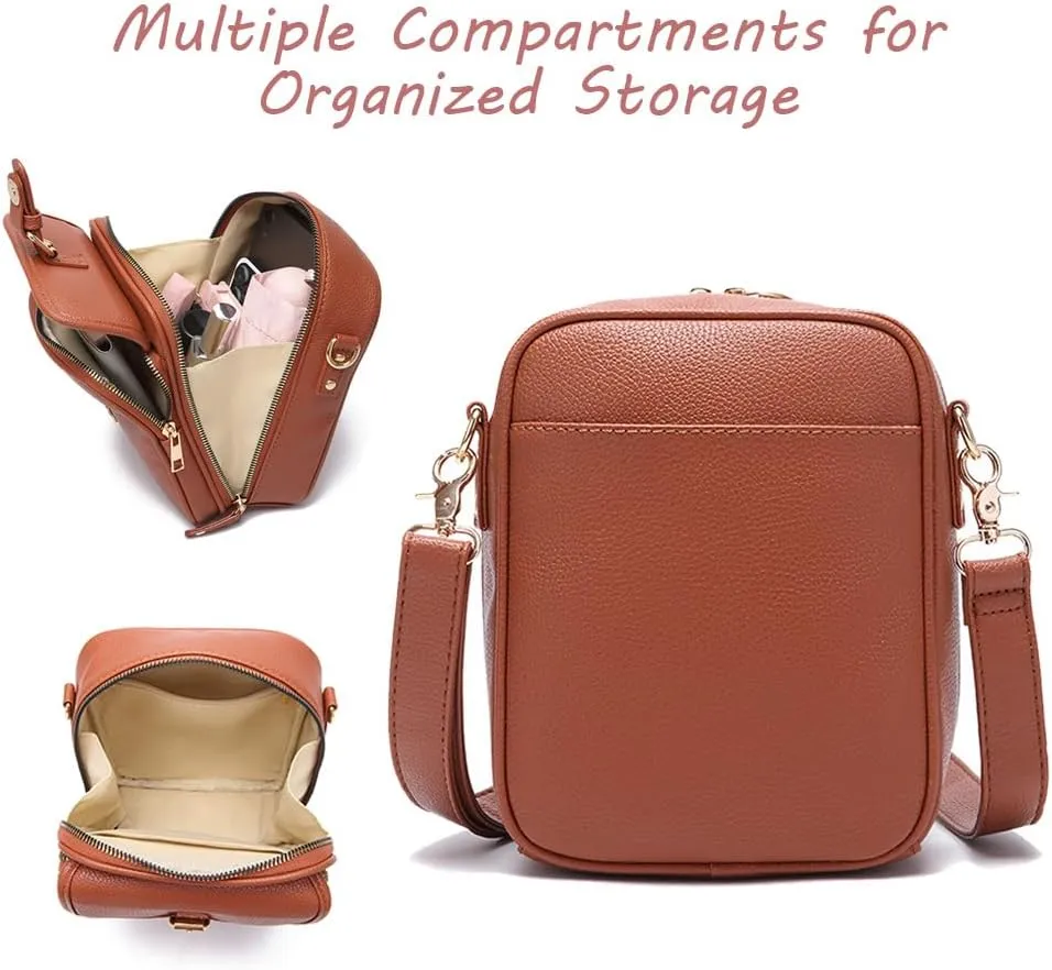 Collaboraten1 Crossbody Leather Bag, Vegan Leather Crossbody Bag, Vintage Cross Body Shoulder Purse with Card Slots