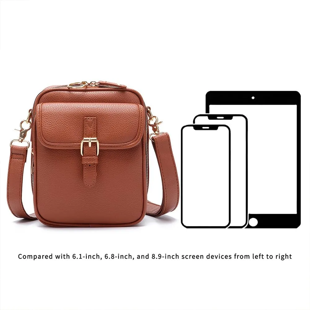 Collaboraten1 Crossbody Leather Bag, Vegan Leather Crossbody Bag, Vintage Cross Body Shoulder Purse with Card Slots