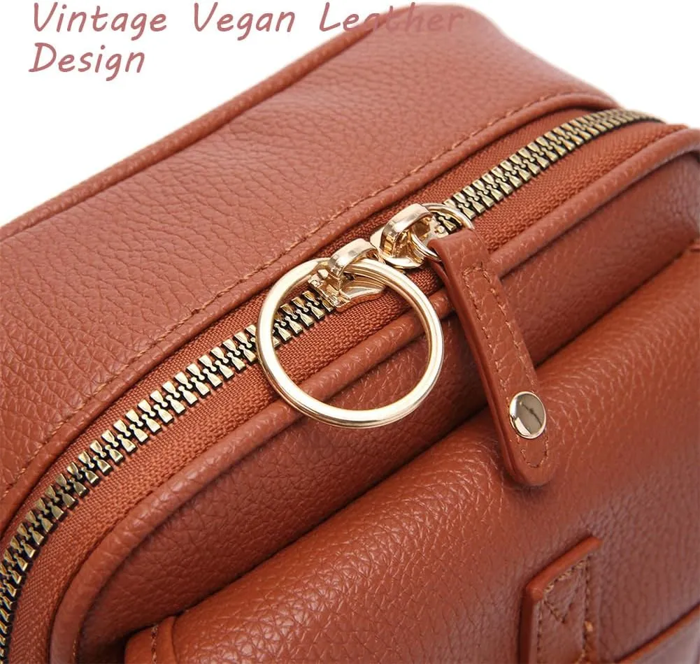 Collaboraten1 Crossbody Leather Bag, Vegan Leather Crossbody Bag, Vintage Cross Body Shoulder Purse with Card Slots