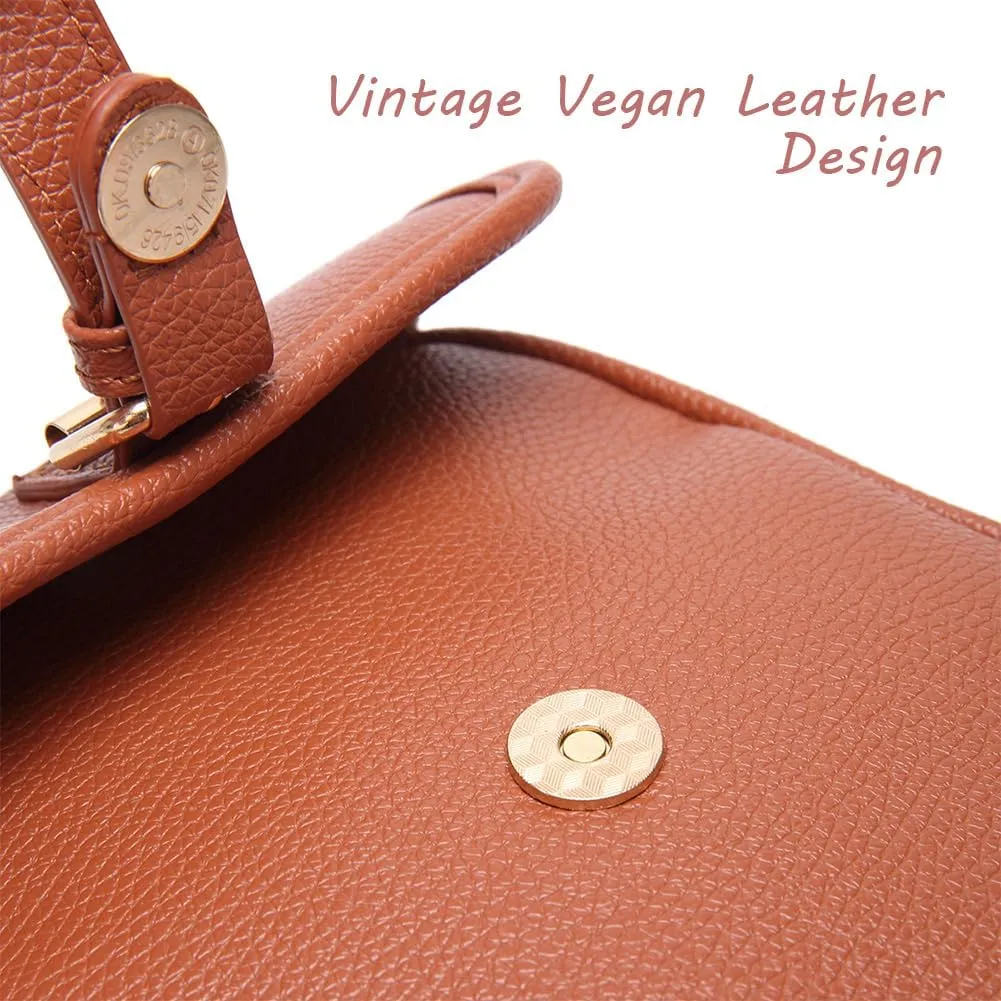Collaboraten1 Crossbody Leather Bag, Vegan Leather Crossbody Bag, Vintage Cross Body Shoulder Purse with Card Slots