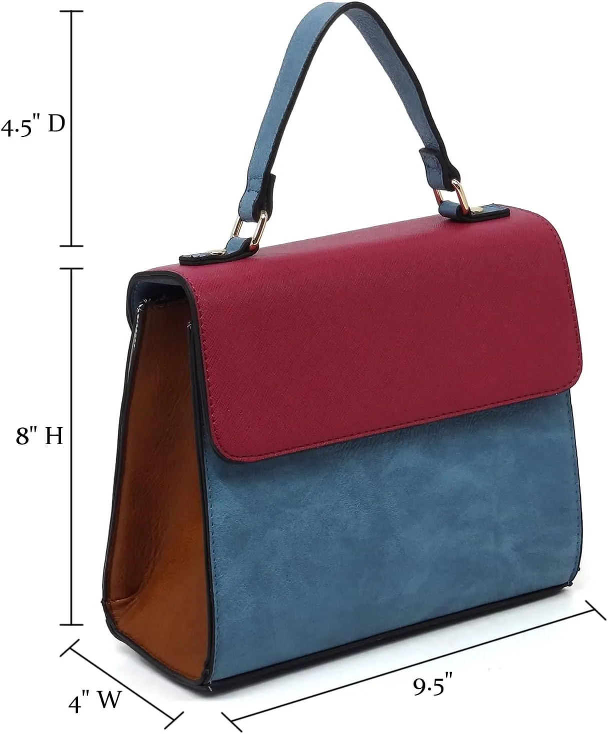 Colorblock Flap Top Handle Satchel Bag Crossbody Bag for Women Purse