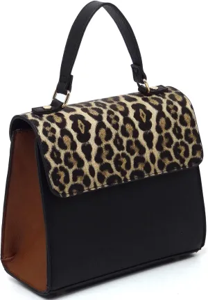 Colorblock Flap Top Handle Satchel Bag Crossbody Bag for Women Purse