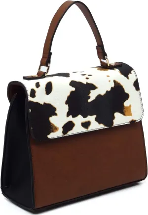 Colorblock Flap Top Handle Satchel Bag Crossbody Bag for Women Purse