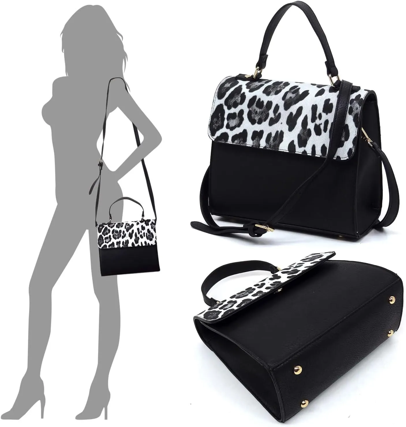 Colorblock Flap Top Handle Satchel Bag Crossbody Bag for Women Purse