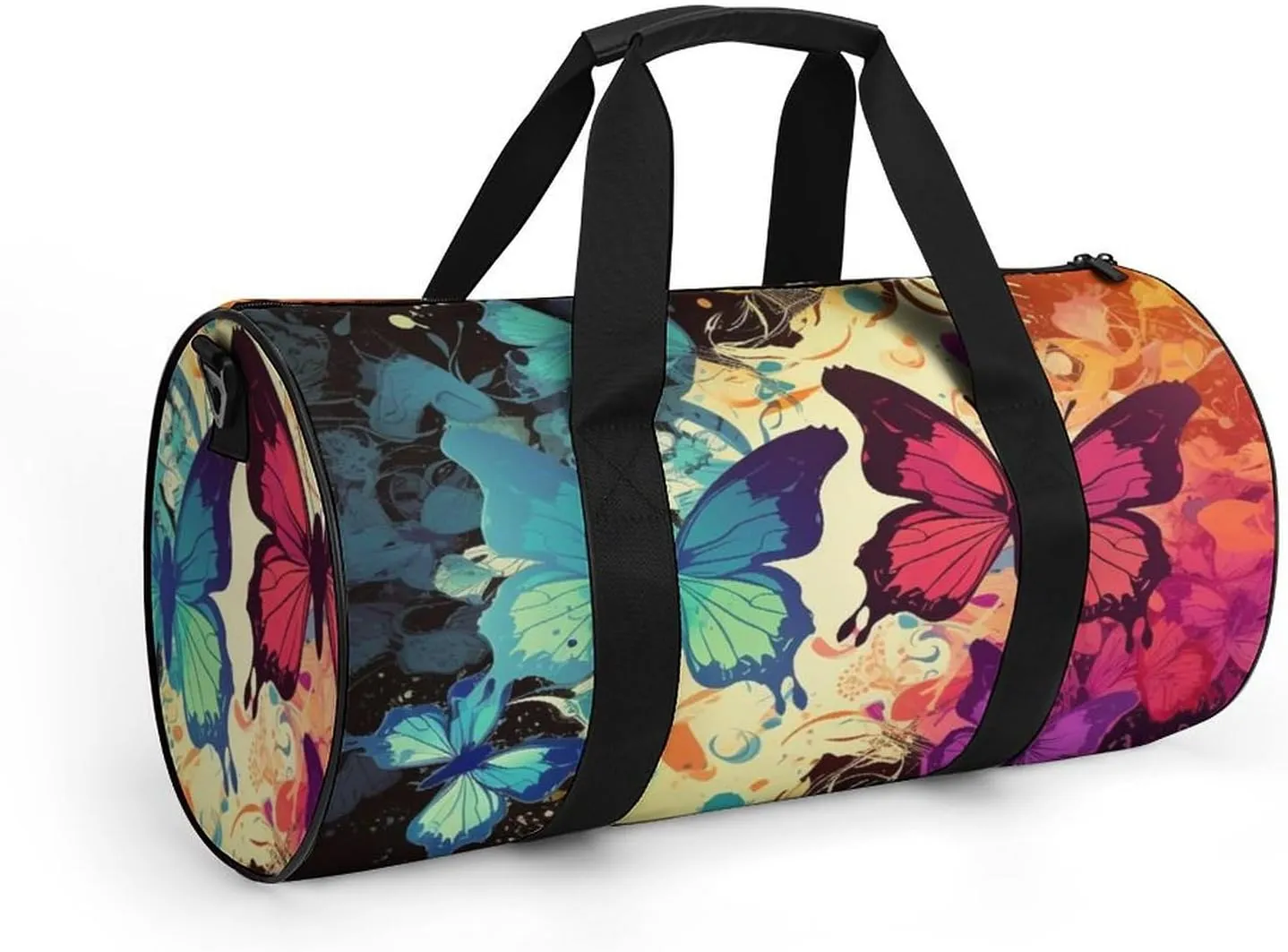 Colorful Butterfly Pattern Gym Bag Small Travel Duffle Bag with Compartment Carry On Weekender Bag for Women Men