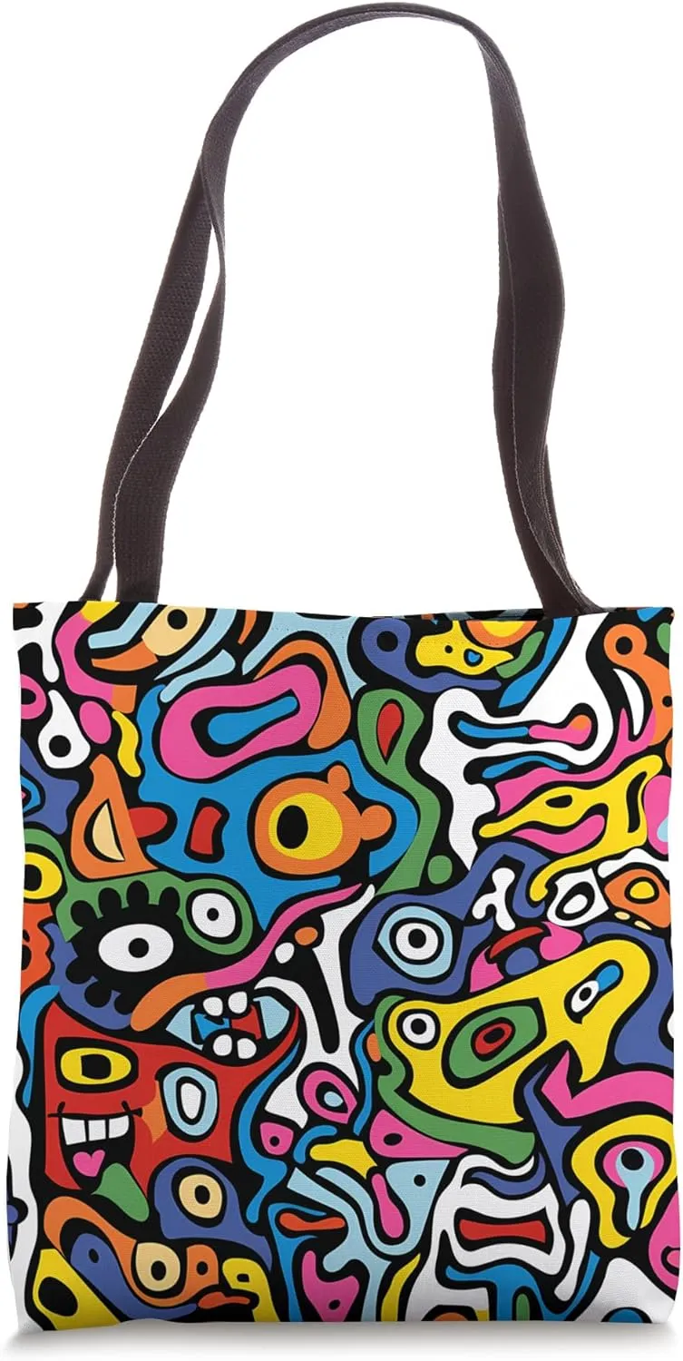 Colorful Dizzy Abstract Cartoon Pattern Tote Bag