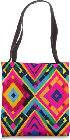 Colorful Geometric Abstract Tribal Pattern Tote Bag