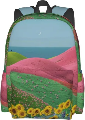 Colorful Grassland Flowers Backpack Bookbag Waterproof Backpacks for Women Men Travel Backpack Laptop Backpacks Daypack Shoulder Bag