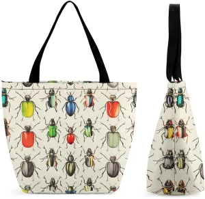 Colorful Insects Women Tote Bag Casual Shoulder Bag Travel Shopping Handbags for Work Travel Fashion Gifts