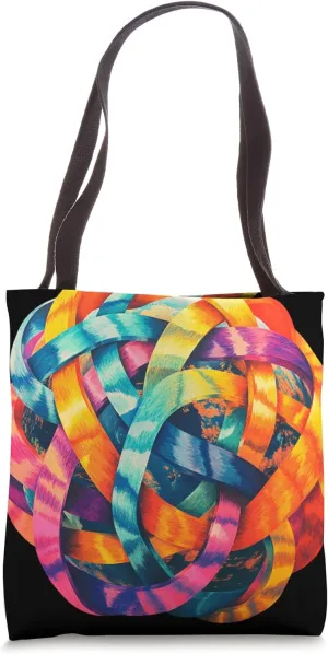 Colorful Interwoven Sphere Abstract Art Tote Bag