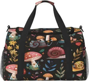 Colorful Snails Mushroom Duffle Bag Travel Duffel Bags for Men Women Waterproof Gym Overnight Weekender Bag Carry on Tote Bag