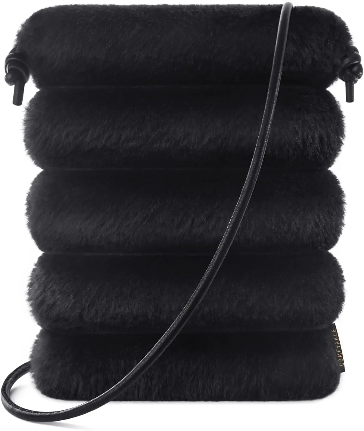 Comfyable Small Crossbody Bag for Women – Faux Fur Fluffy Quilted Cell Phone Purse with Strap, Mini Plush Furry Puffer Pouch