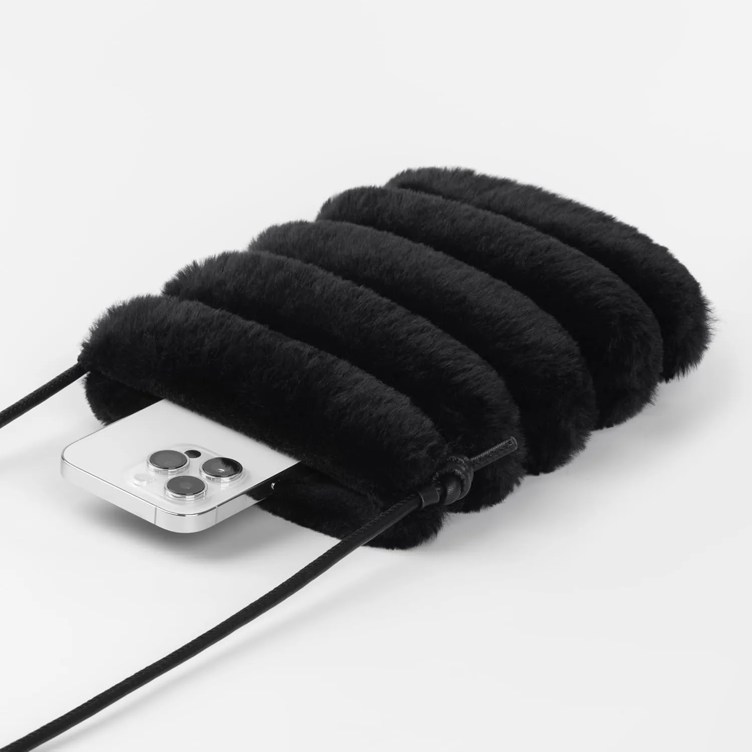 Comfyable Small Crossbody Bag for Women – Faux Fur Fluffy Quilted Cell Phone Purse with Strap, Mini Plush Furry Puffer Pouch