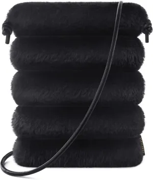 Comfyable Small Crossbody Bag for Women – Faux Fur Fluffy Quilted Cell Phone Purse with Strap, Mini Plush Furry Puffer Pouch