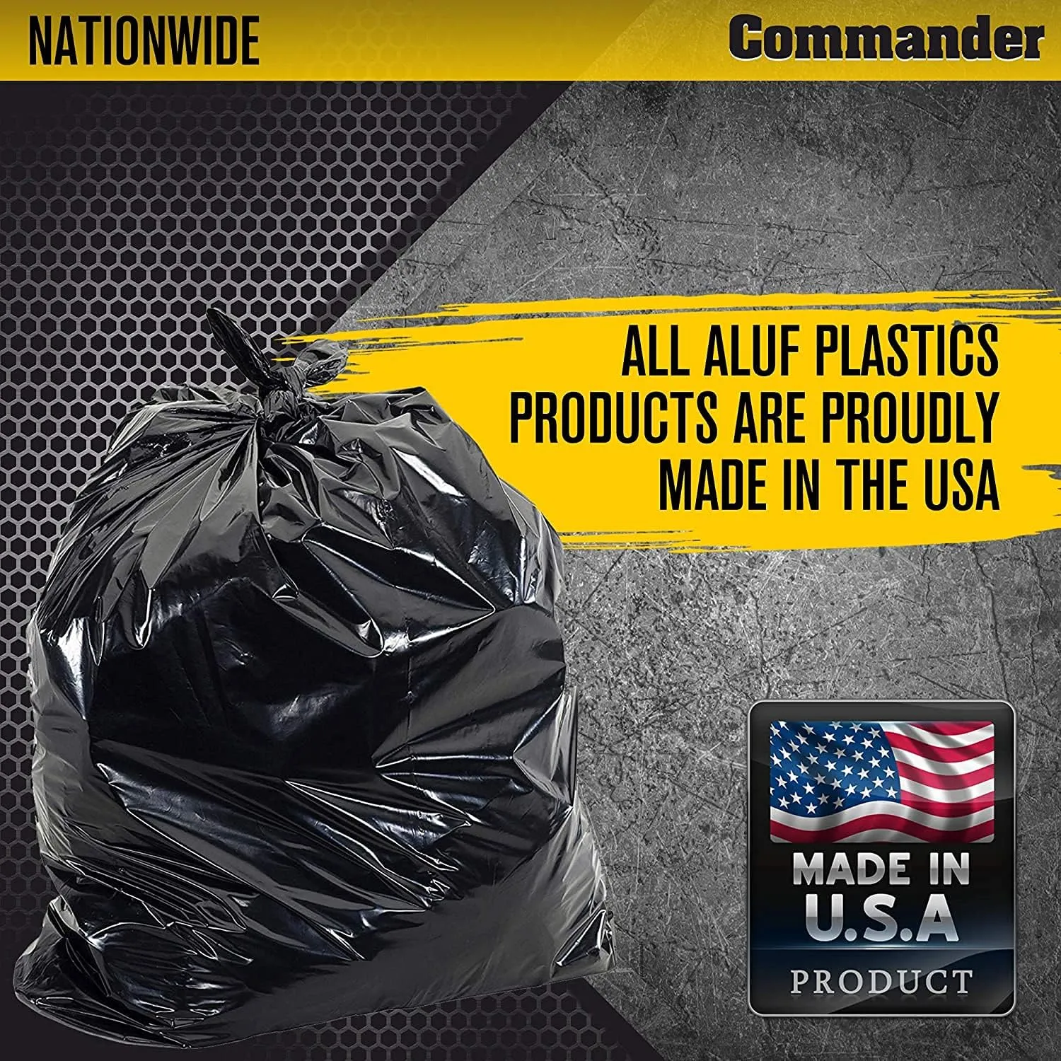 Commander 20-30 Gallon 1.1 MIL Black Tall Kitchen Drawstring Garbage Bags - 30" x 33" - Pack of 90 - For Home, Kitchen, Office, Bathroom, & Commercial